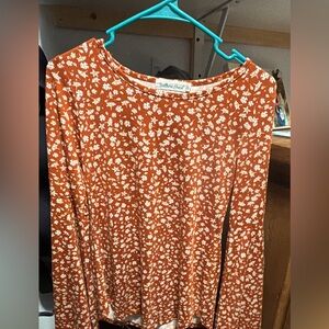 Southern Grace Orange Floral Blouse